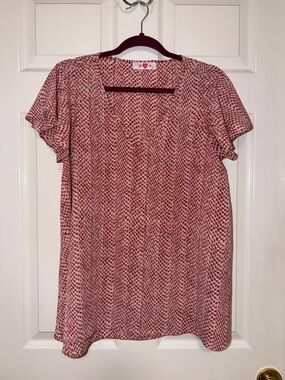 Buddy Love Rust Snake V-Neck Short Sleeve Top